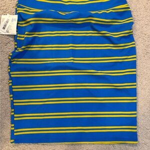LuLaRoe Blue and Gold Pencil Skirt Knee-Length Resort Wear
